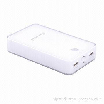 Emergency mobile phone power bank with 14,000mAh capacity, acrylic crystal design